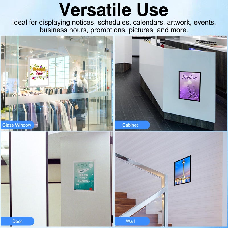 MFoffice Window Sign Holder 8.5x11'' - Plastic Picture Frames - Double Sided and Adhesive for Wall/Door/Refrigerator/Cupboard Display Frame,Silver,Pack of 2 - Image 2